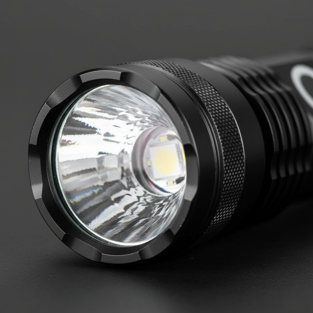 Wasserdichte LED-Taschenlampe mit großer Reichweite, aufladbar