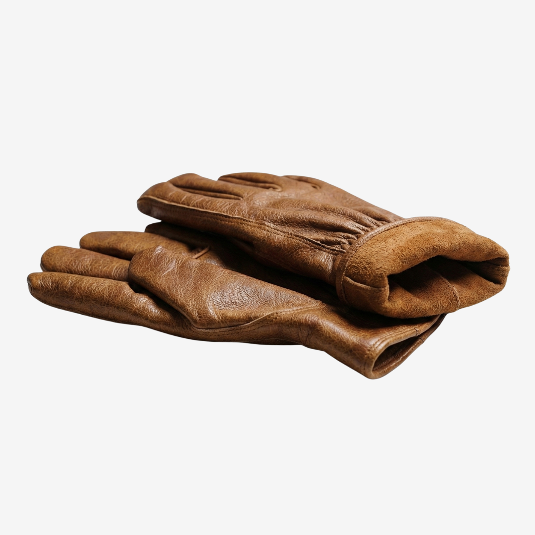 Rutschfeste Retro-Handschuhe in Braun, Batik-Optik