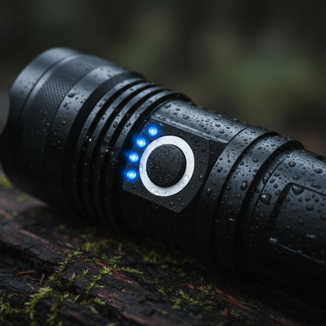 Wasserdichte LED-Taschenlampe mit großer Reichweite, aufladbar