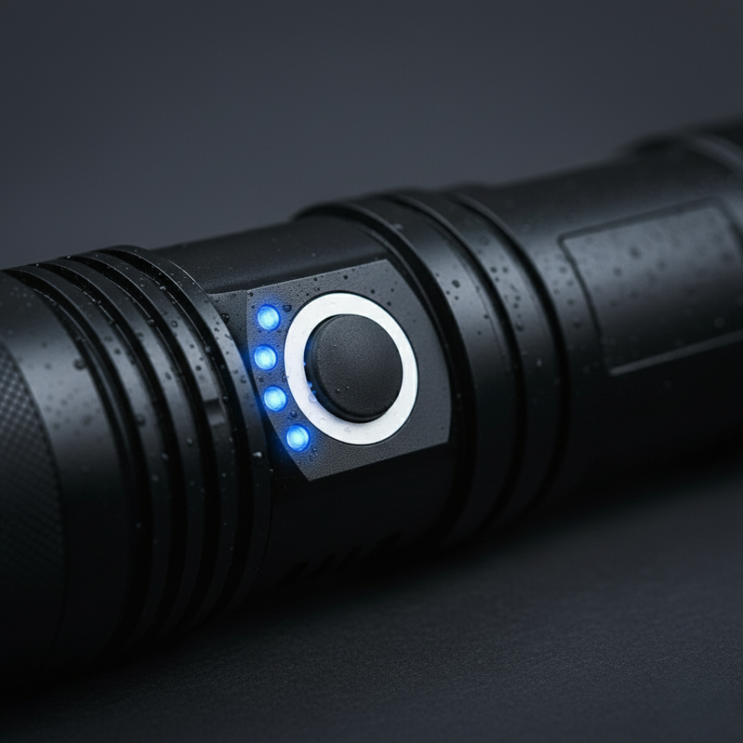 Wasserdichte LED-Taschenlampe mit großer Reichweite, aufladbar