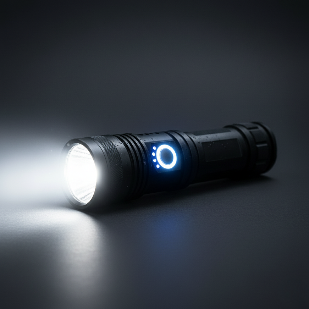 Wasserdichte LED-Taschenlampe mit großer Reichweite, aufladbar