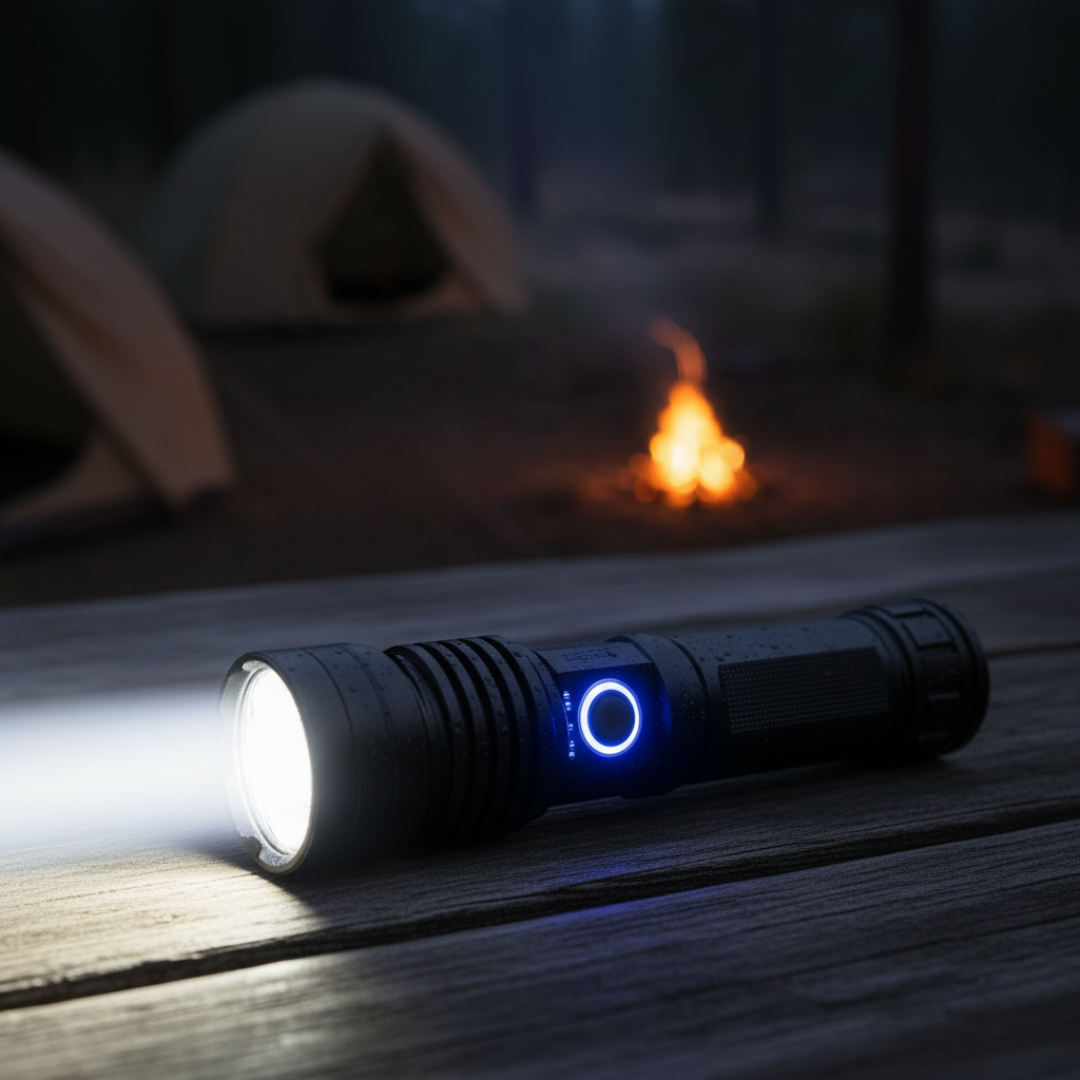 Wasserdichte LED-Taschenlampe mit großer Reichweite, aufladbar