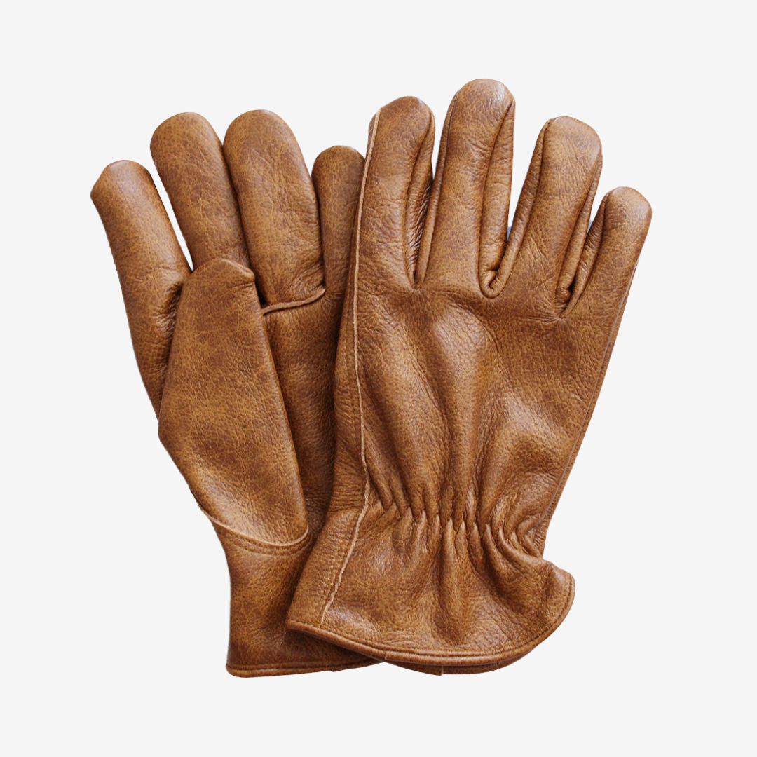 Rutschfeste Retro-Handschuhe in Braun, Batik-Optik