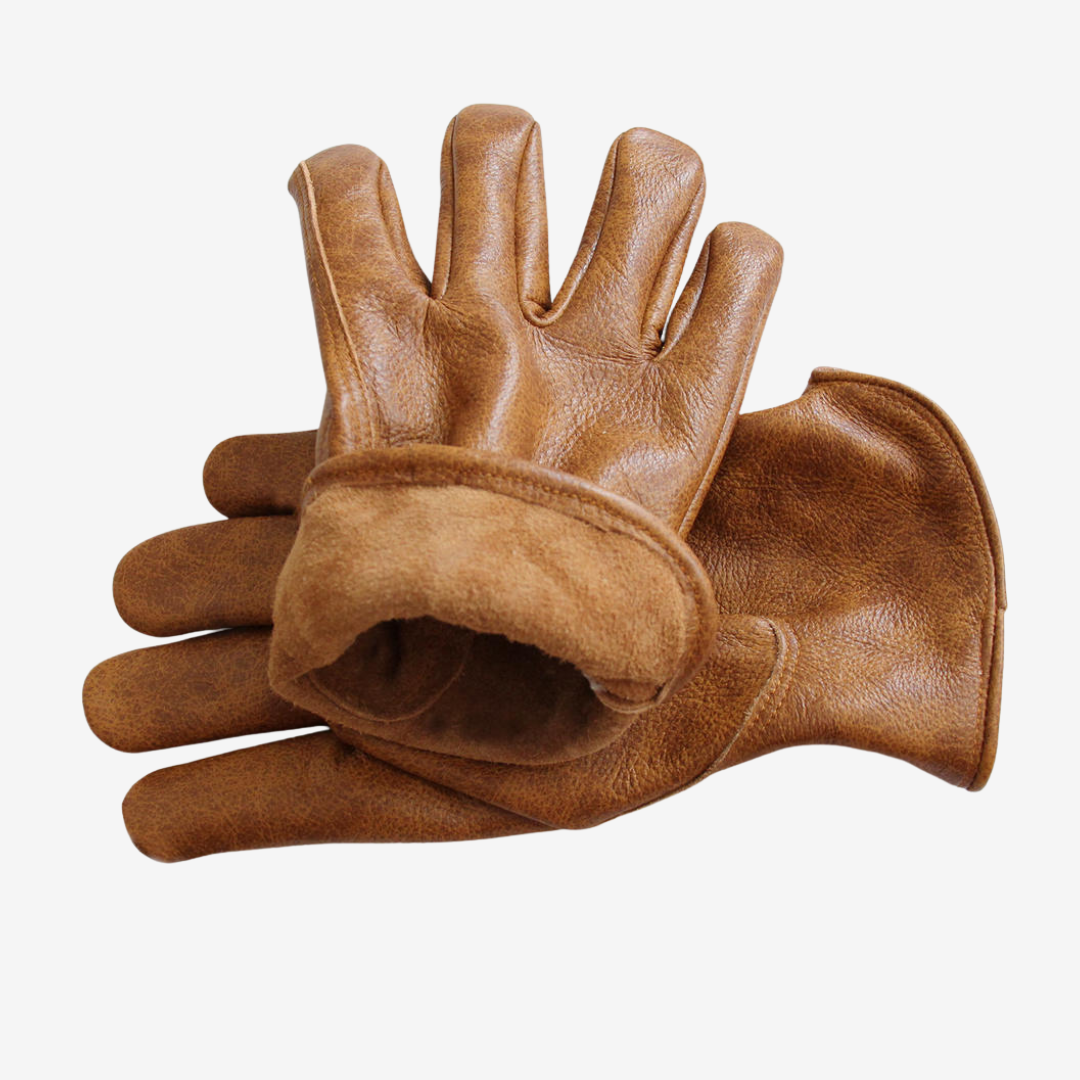 Rutschfeste Retro-Handschuhe in Braun, Batik-Optik